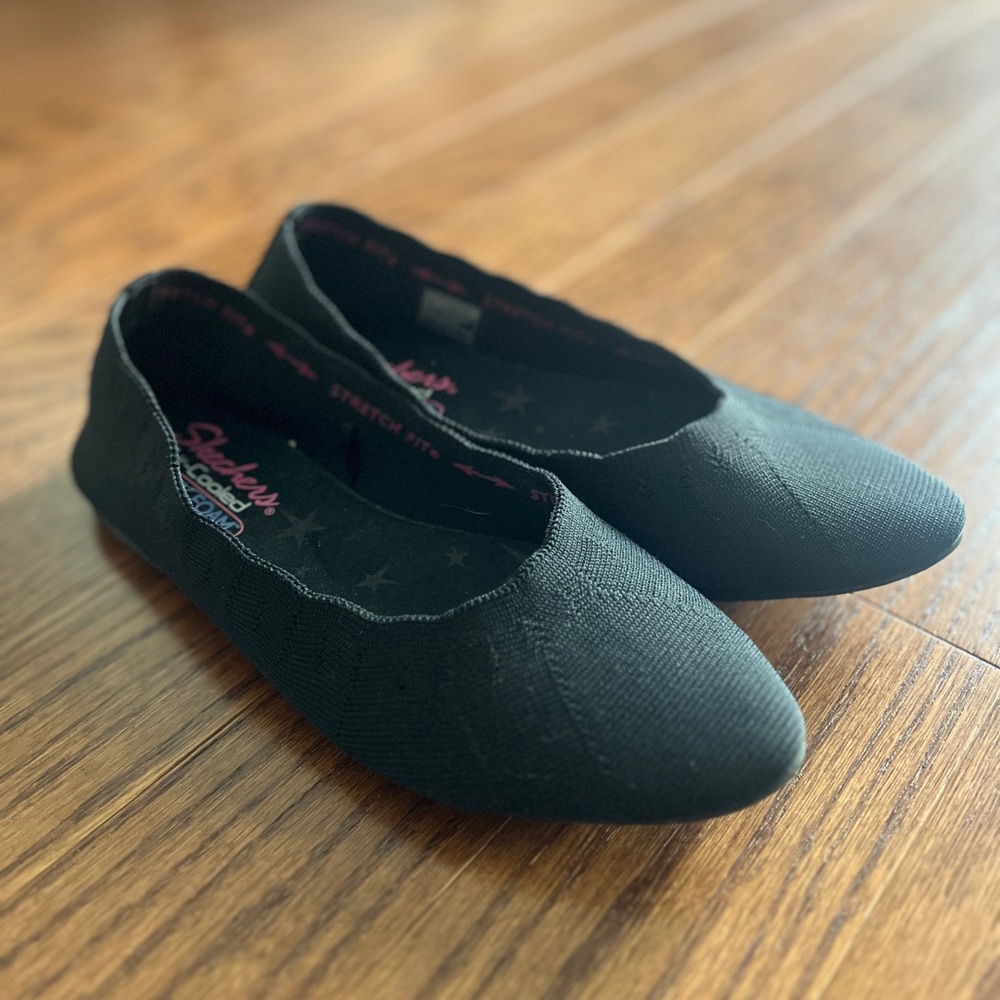 Black Skechers Air-Cooled Memory Foam Flats